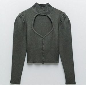 Zara high neck knit cut out top